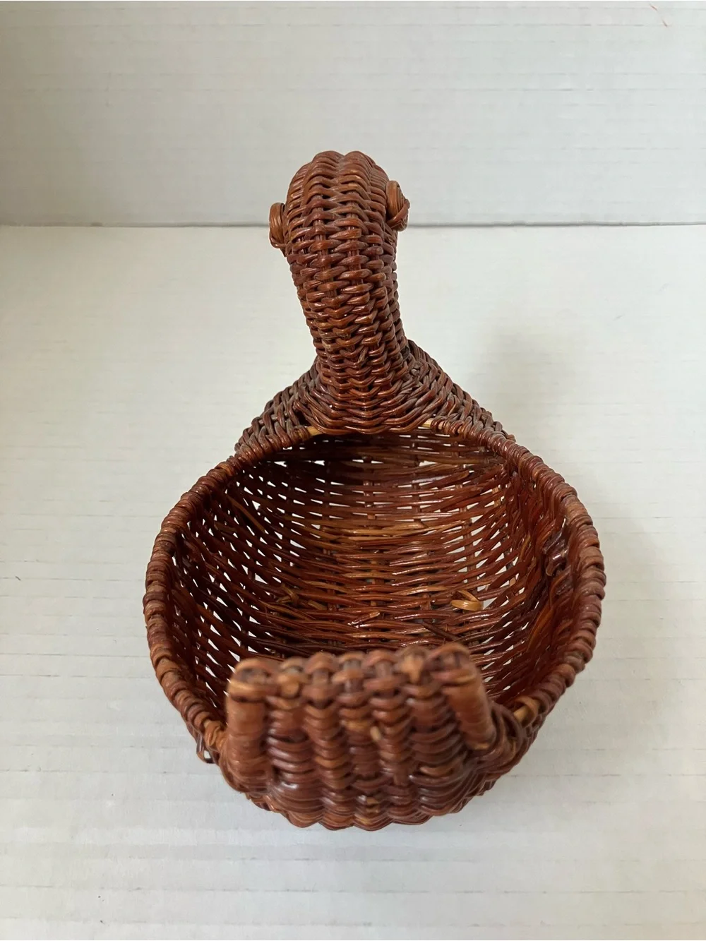 Vintage Brown Woven Duck & Handle Small Baskets Set Brown 5 to 8 Inches Each